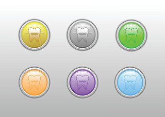 dental orthodontic tooth button logo with multi color