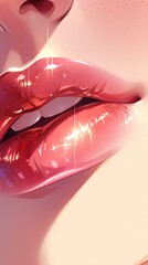  a close up of a woman's lips with glitter on them.  generative ai