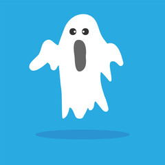 Cute ghost icon on blue. vector eps.10