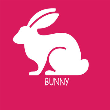 bunny silhouettes on pink background, vector eps.10