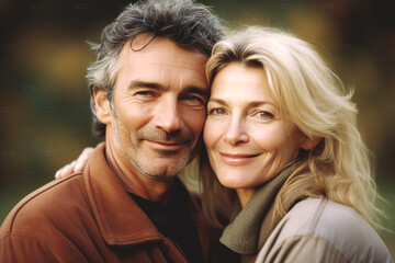 Portrait of an elderly couple smiling AI generative art