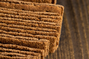 Thin crispy rye flour bread with bran