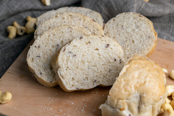 Sliced wheat loaf of fresh bread