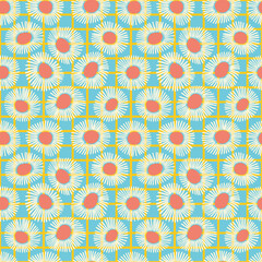 Floral Picnic light blue yellow stripes pattern