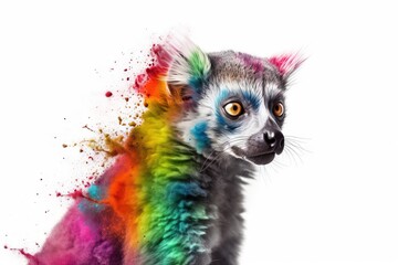  a small animal with a multicolored coat of fur.  generative ai