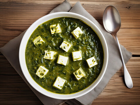 Indian palak paneer food dish, generative ai 