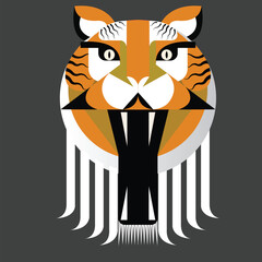 Abstract minimal tiger head. Geometric linear animal. Vector illustration