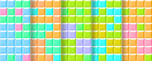 タイル　壁紙　グラデーション　イラスト　セット