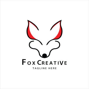 logotype vector line art concept, monoline style fox head logo design illustration, monoline wolf logo design vector