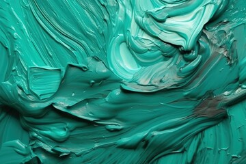  a close up view of a green and white paint texture.  generative ai