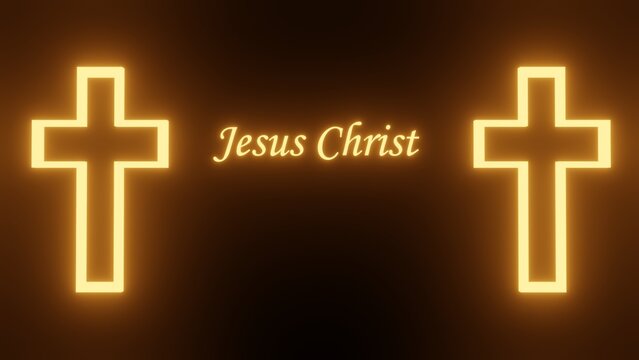 Jesus Christ and christian cross glowing