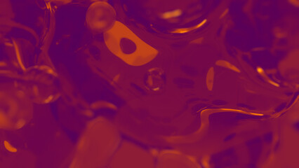 Fototapeta na wymiar orange and purple limpid film meta spheres background - abstract 3D rendering