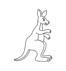 Kangaroo Character Black and White Vector Illustration Coloring Book for Kids