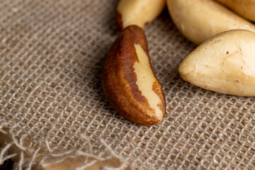 High-quality Brazil nuts peeled from the shell on the table