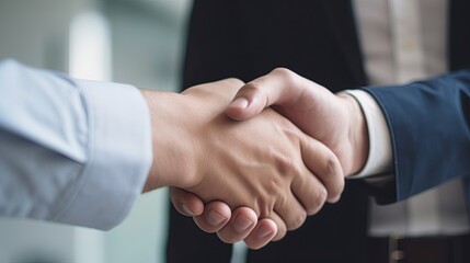 close up of two man shaking hands, generative ai