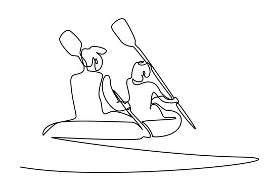 recommend clip art: boat kayak water sport two women men people together nature sea lake lifestyle line art