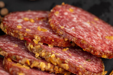 salami made of high-quality meat with spices and garlic