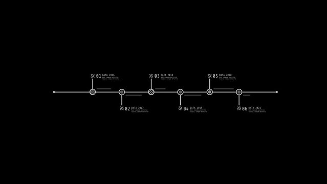 Animated HUD infographic element horizontal timeline chart.