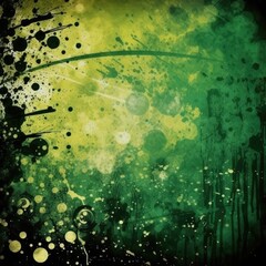 Abstract green grunge background with splashes of paint