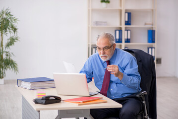 Old male employee working in the office