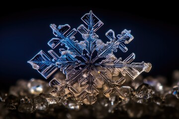 Macro photo of real snow crystal