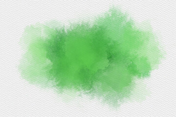 Green Watercolor hand painting and splash abstract texture on white paper Background.