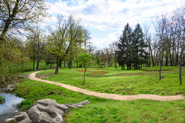 Path in the park. Walk in the park on a beautiful spring day.