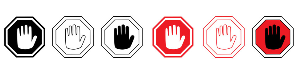 Traffic stop vector icon set. Stop illustration sign collection. warning symbol or logo.