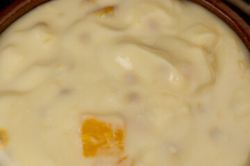 natural yogurt with pieces of fruit and banana flavor