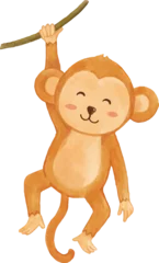 Fotobehang Aap Monkey . Watercolor cartoon character .