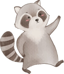 Raccoon . Watercolor cartoon character . © stockdevil