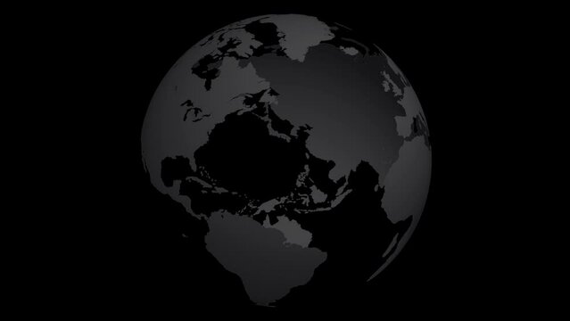 Black Earth Globe  World Map Alpha Channel