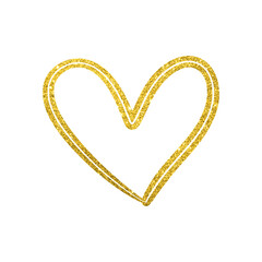 gold glitter heart line art shape