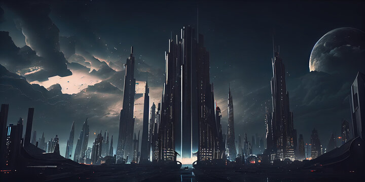 City in virtual reality, cyberpunk city street in neon lights, ai generative