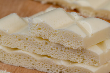 White Chocolate Bar with bubbles close-up