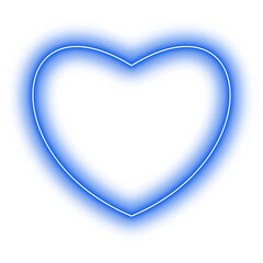 Neon Blue Heart Geometry Shape Outline Stroke