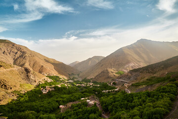 Fototapeta na wymiar View of Imlil village in the Atlas mountain - the start of Toubkal trail