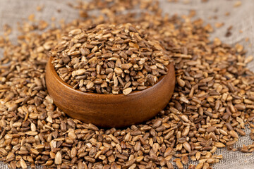 heavily fried sunflower seeds close up