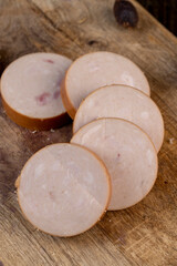 Low-quality chicken ham during cooking