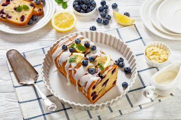 Lemon Blueberry Bread with Lemon Glaze, top view