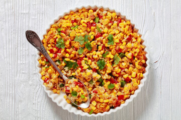 New Orleans Style Corn casserole in baking dish