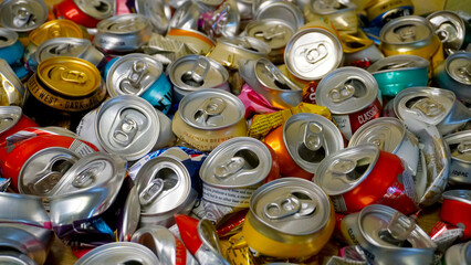 Smashed aluminum beer cans pattern