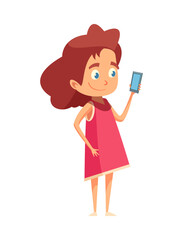 Flat Girl With Smartphone