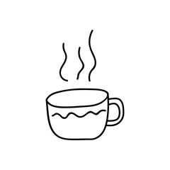 Hand drawn vector mug with hot drink.