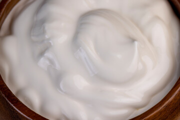 Creamy yogurt with chocolate close up