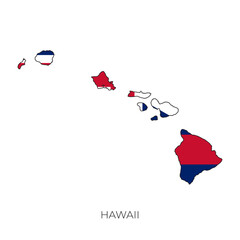 Hawaii map and flag. Detailed silhouette vector illustration