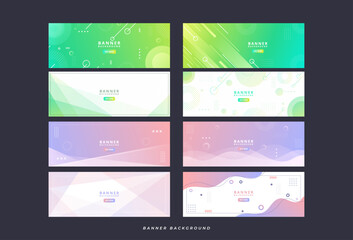 Colorful and soft banner set, gradation, many types, memphis style, abstract, wave effect, eps 10 