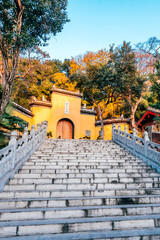Early morning scenery of Jiming Temple in Nanjing City, Jiangsu Province, China