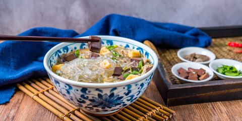 Duck Blood Vermicelli Soup in Nanjing, Jiangsu, China