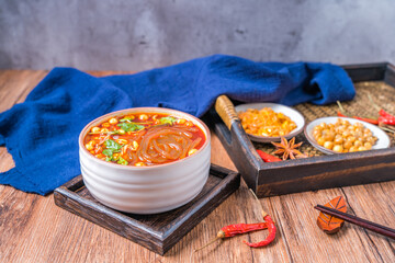 A Bowl of Hot and Sour Rice Noodles in Chengdu, Sichuan, China